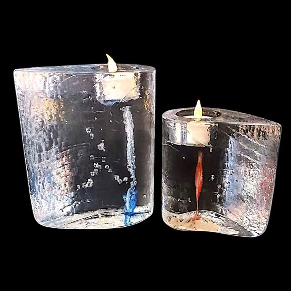 Kosta Boda Glass Candle Holders Votives Kjell Engman Sweethearts Tealight MCM - Picture 9 of 16